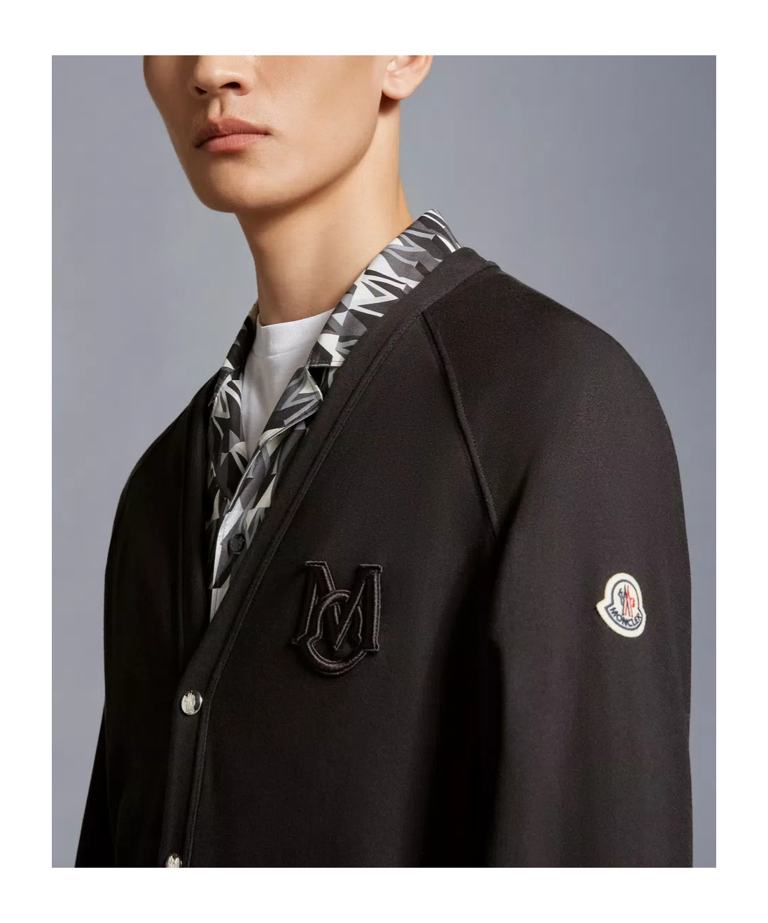 Moncler Embroidered Cardigan In Black