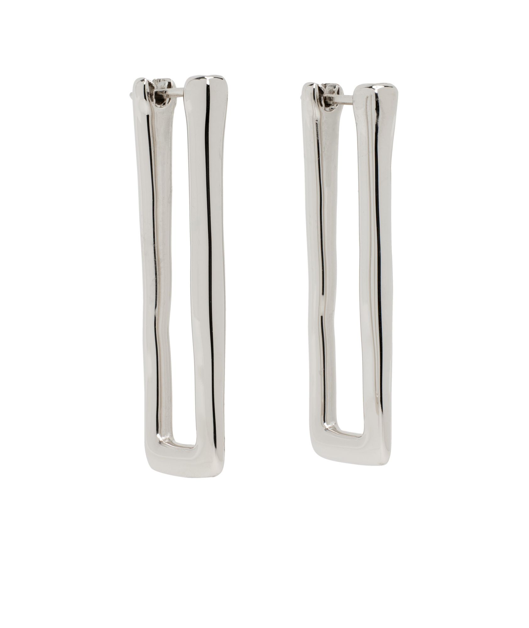 Jil Sander Silver Long Angular Earrings In White