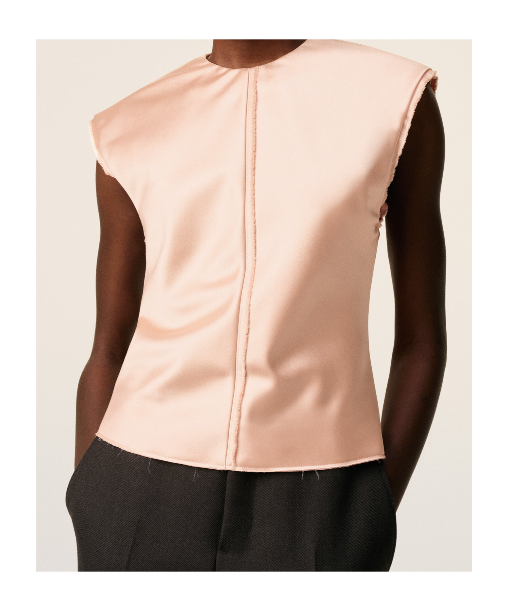 Ami Alexandre Mattiussi Pink Sleeveless Raw Edge Details Top Pink In Pink