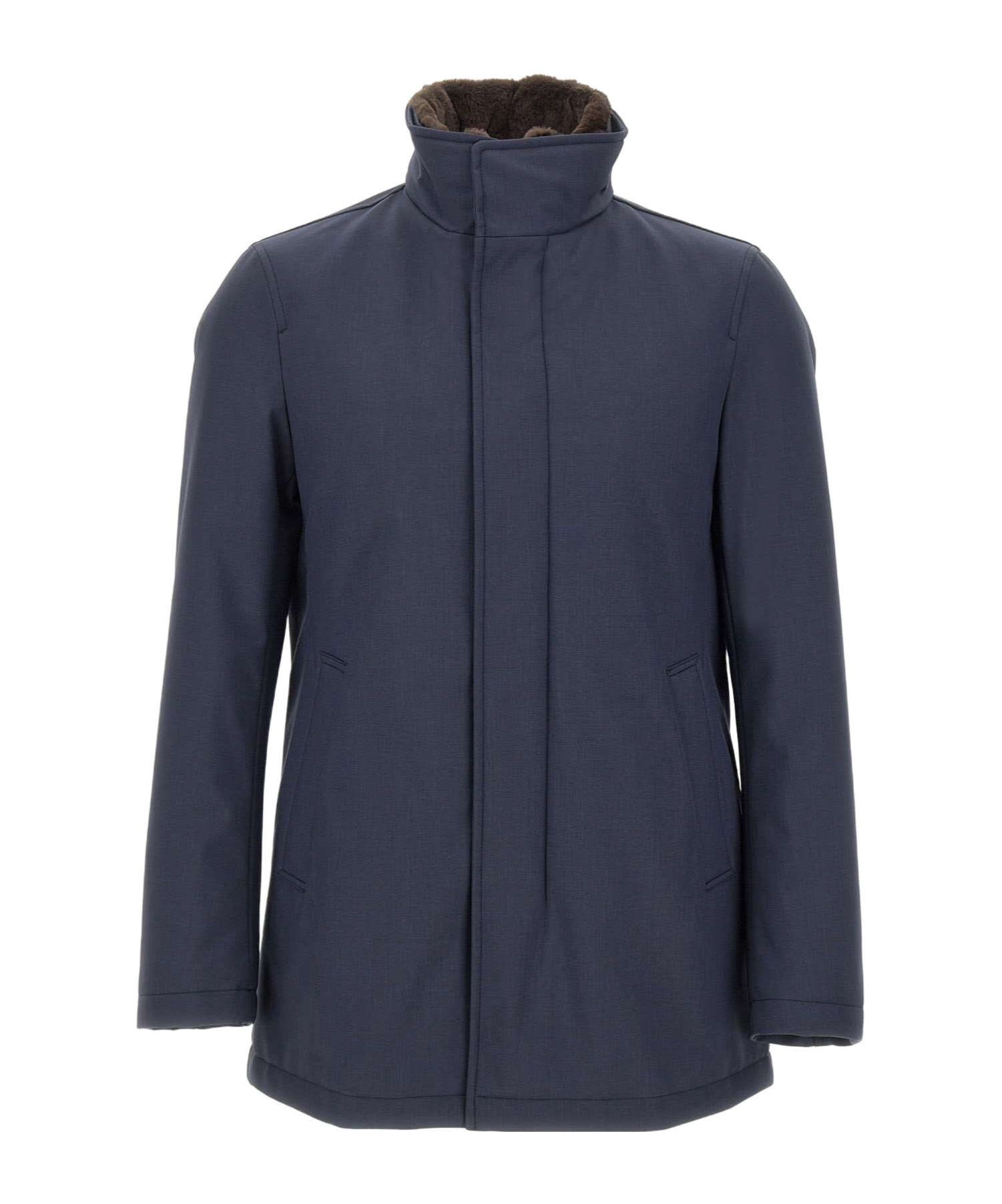 Herno Long-sleeved Cotton-padded Jacket In Blue