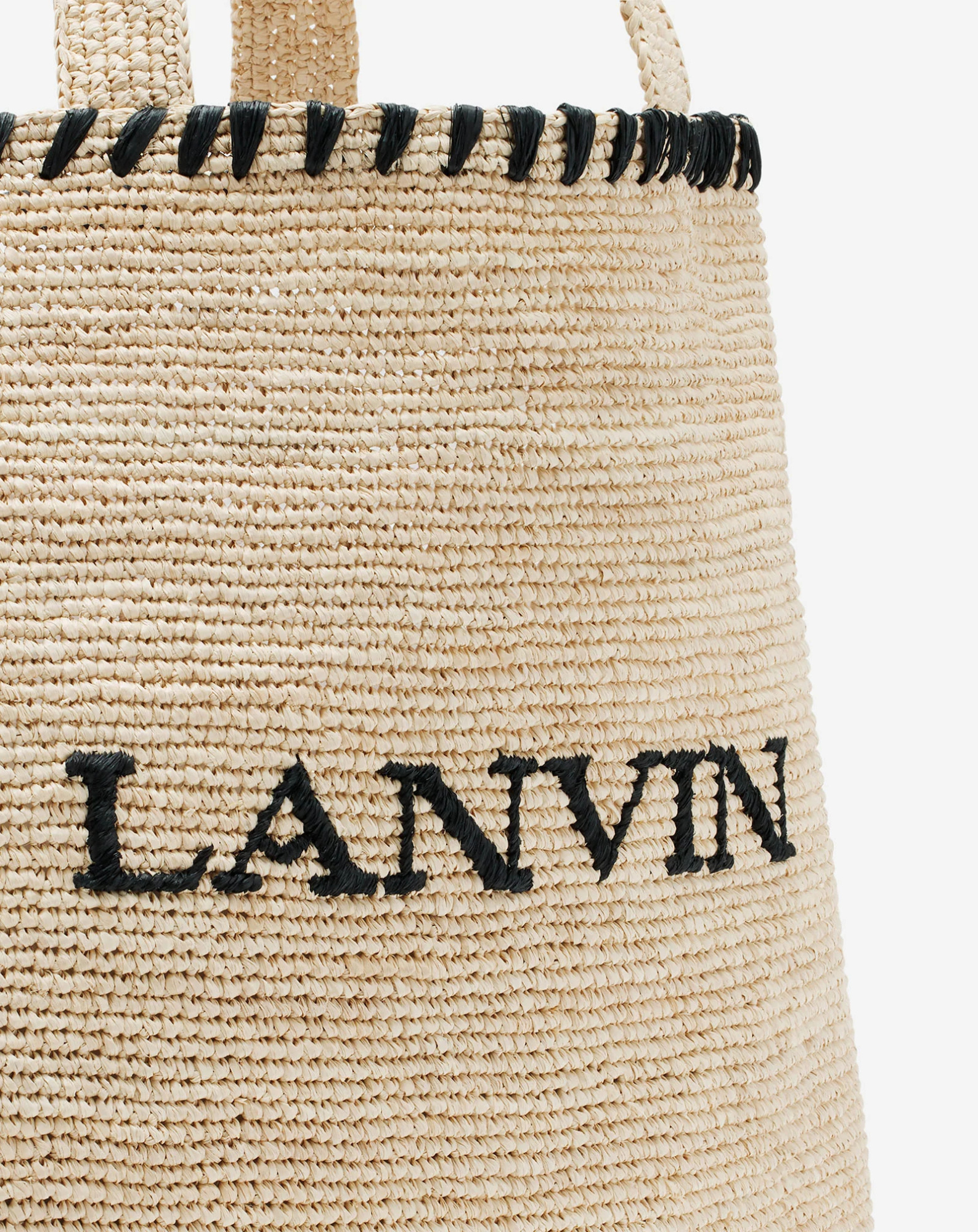 Lanvin Embroidered Logo Raffia Tote Bag In Neutral