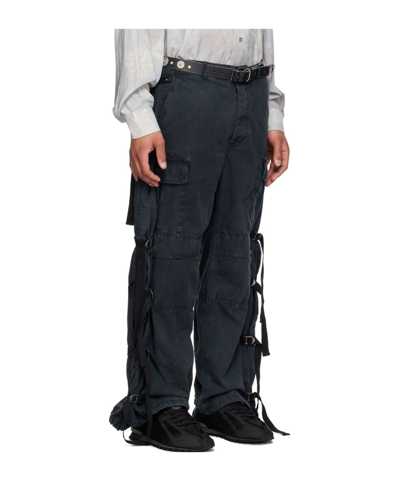 Magliano Black Strap Cargo Pants In Black