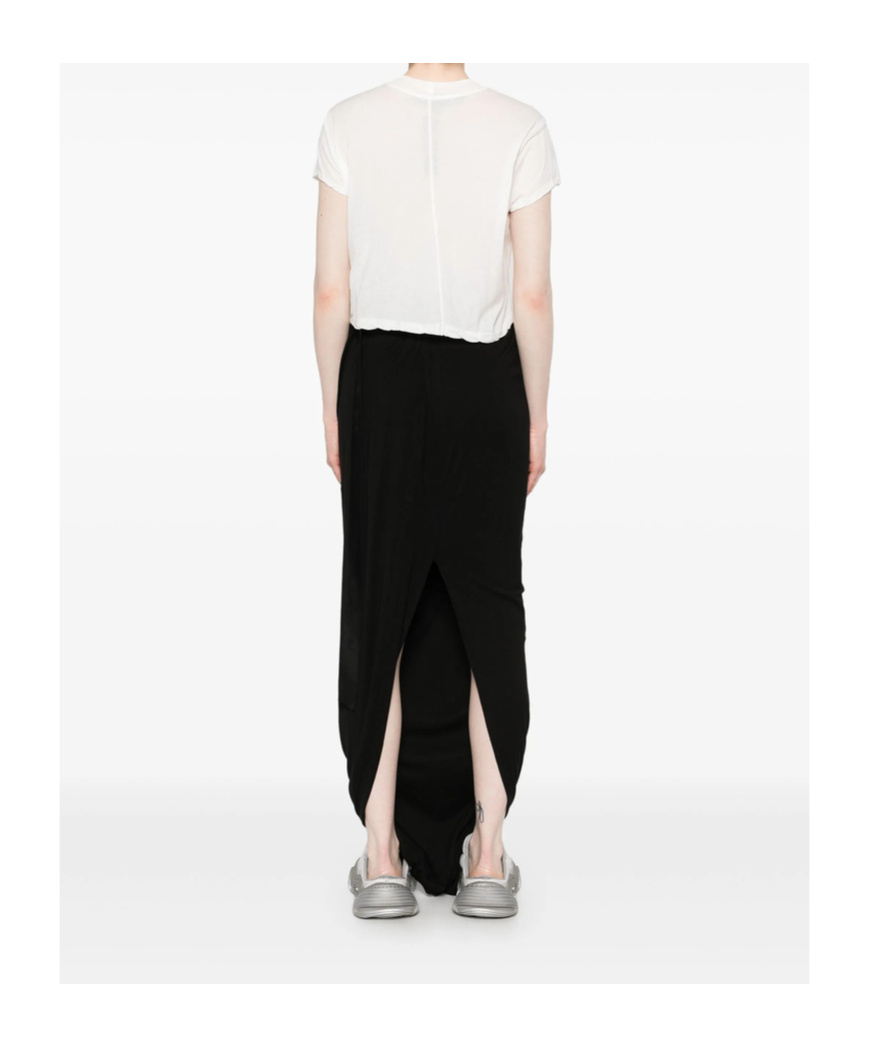 Rick Owens Drkshdw 'small Level T' Cropped Asymmetrical Hem T-shirt In White