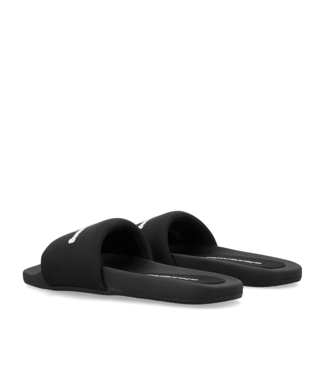 Shop Alexander Wang Contrast Logo Slippers In Black