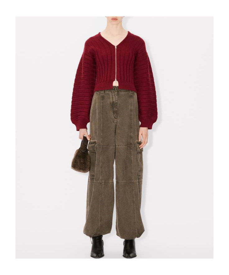 Kenzo Zippered Cardigan In Red