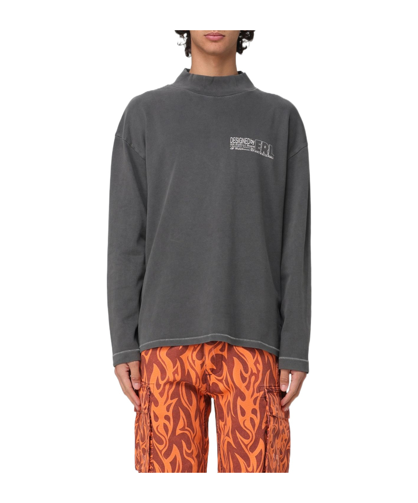Shop Erl Long-sleeved T-shirt In Black