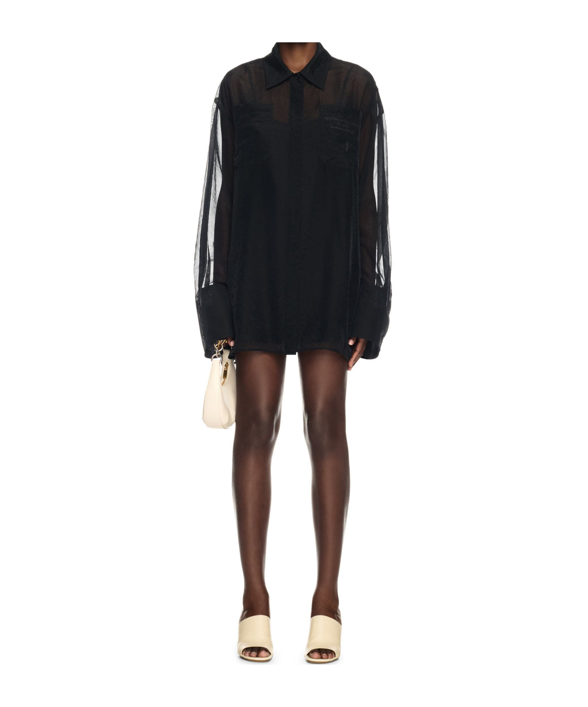 Off-white Mini Asymmetric Black Dress With Cut-out And Ruffle Detail In Viscose Stretch Woman In Black