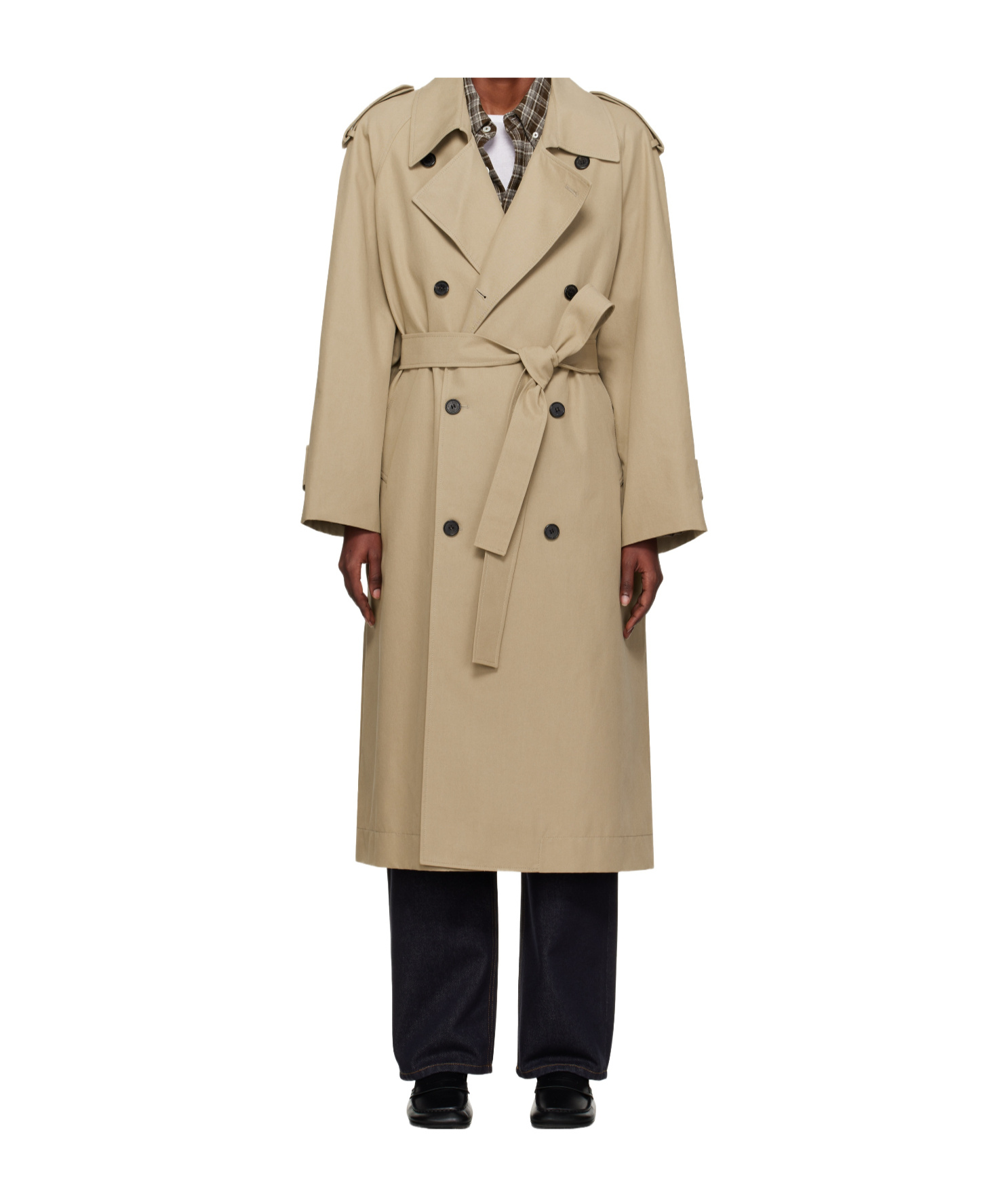 Dunst Tan Unisex Oversized Trench Coat In Gold