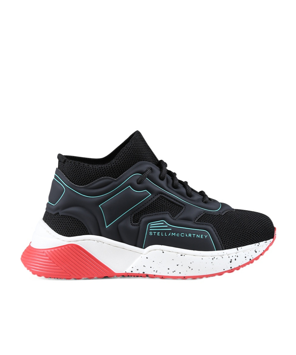 Stella Mccartney Kids Boys Black Lace-up Sock Trainers In Black