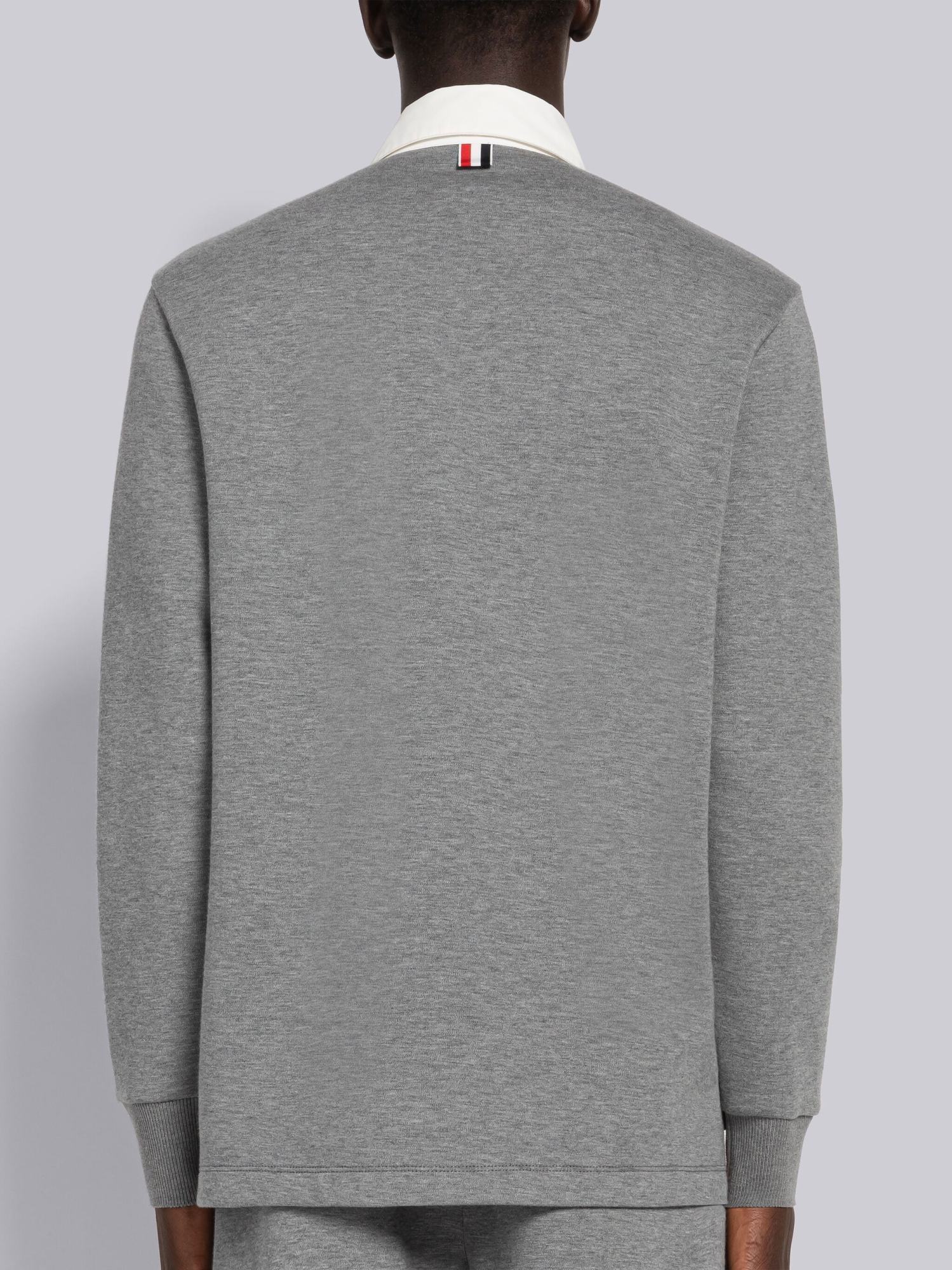 Thom Browne Logo-patch Rugby Polo Top In Gray