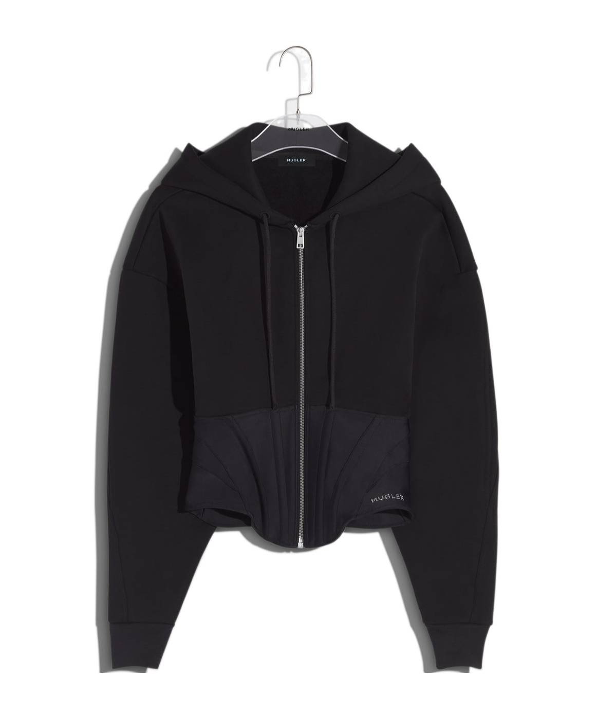 Mugler Black Laced Corset Track Jacket In Black