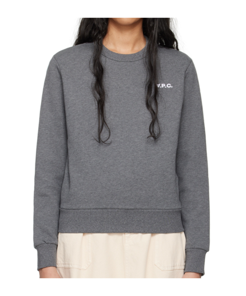 Apc Flocked Logo Round-neck Sweater In Gray