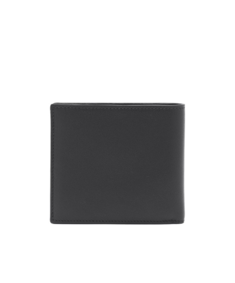 Alexander Mcqueen Bifold Wallet In Smooth Calf Leather With Logo Print In Black