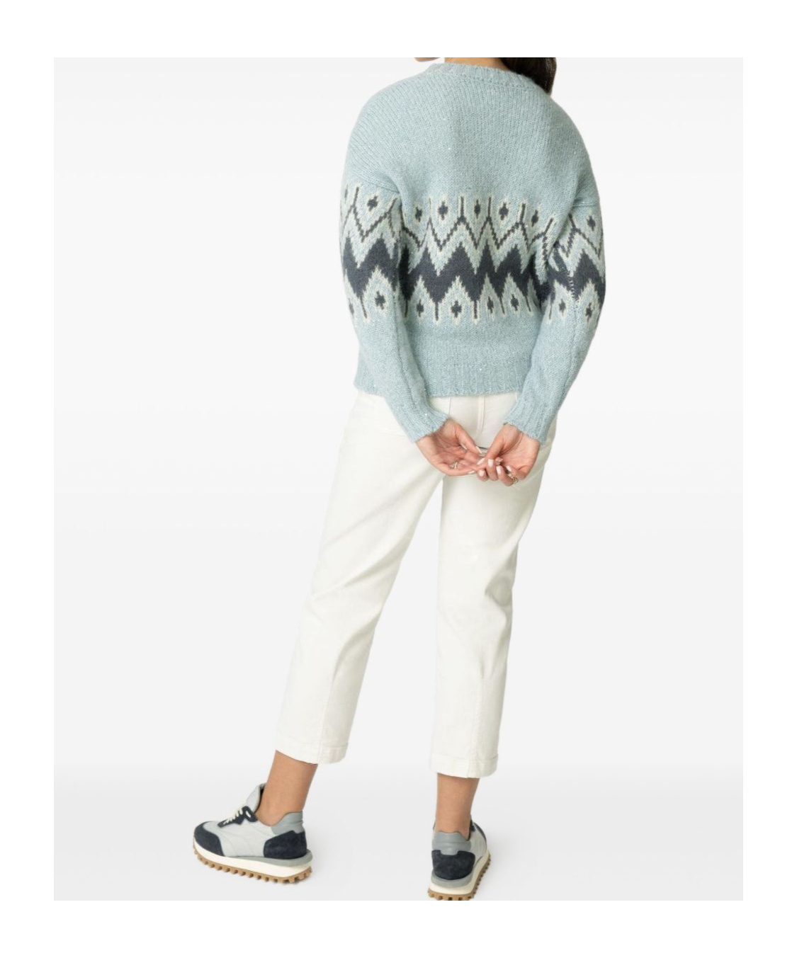 Eleventy Ribbed Crew Neck Sweater In White