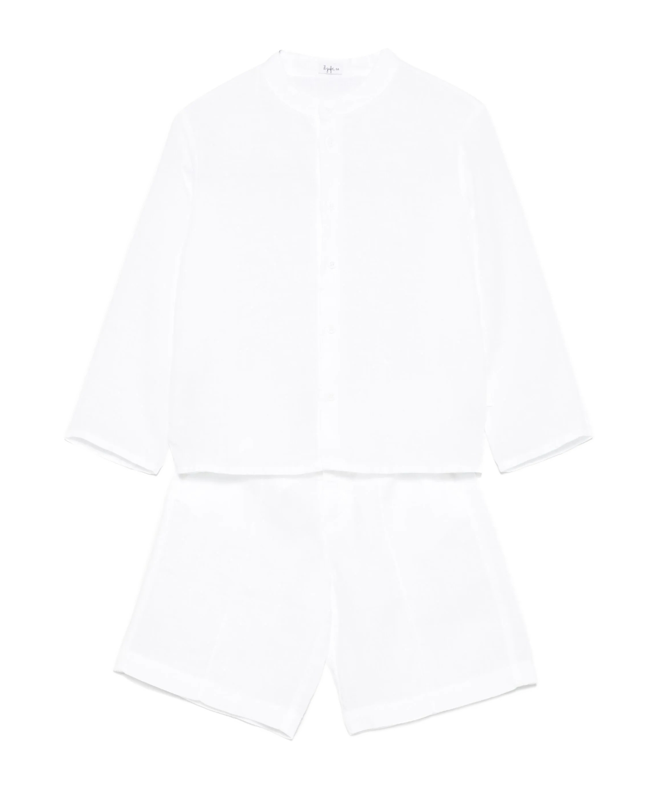 Il Gufo Long-sleeved Shirt And Shorts Set In White