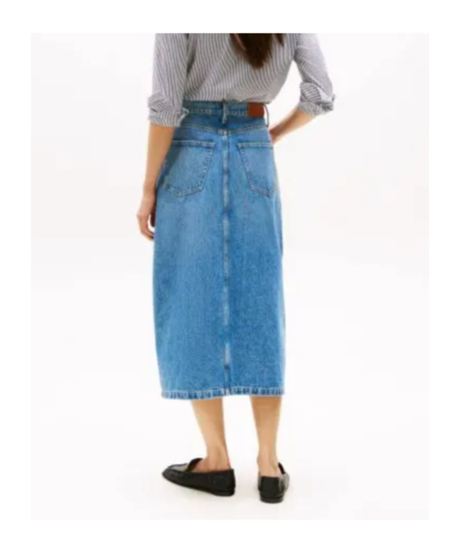 Tommy Hilfiger High Rise Denim Midi Skirt In Uma