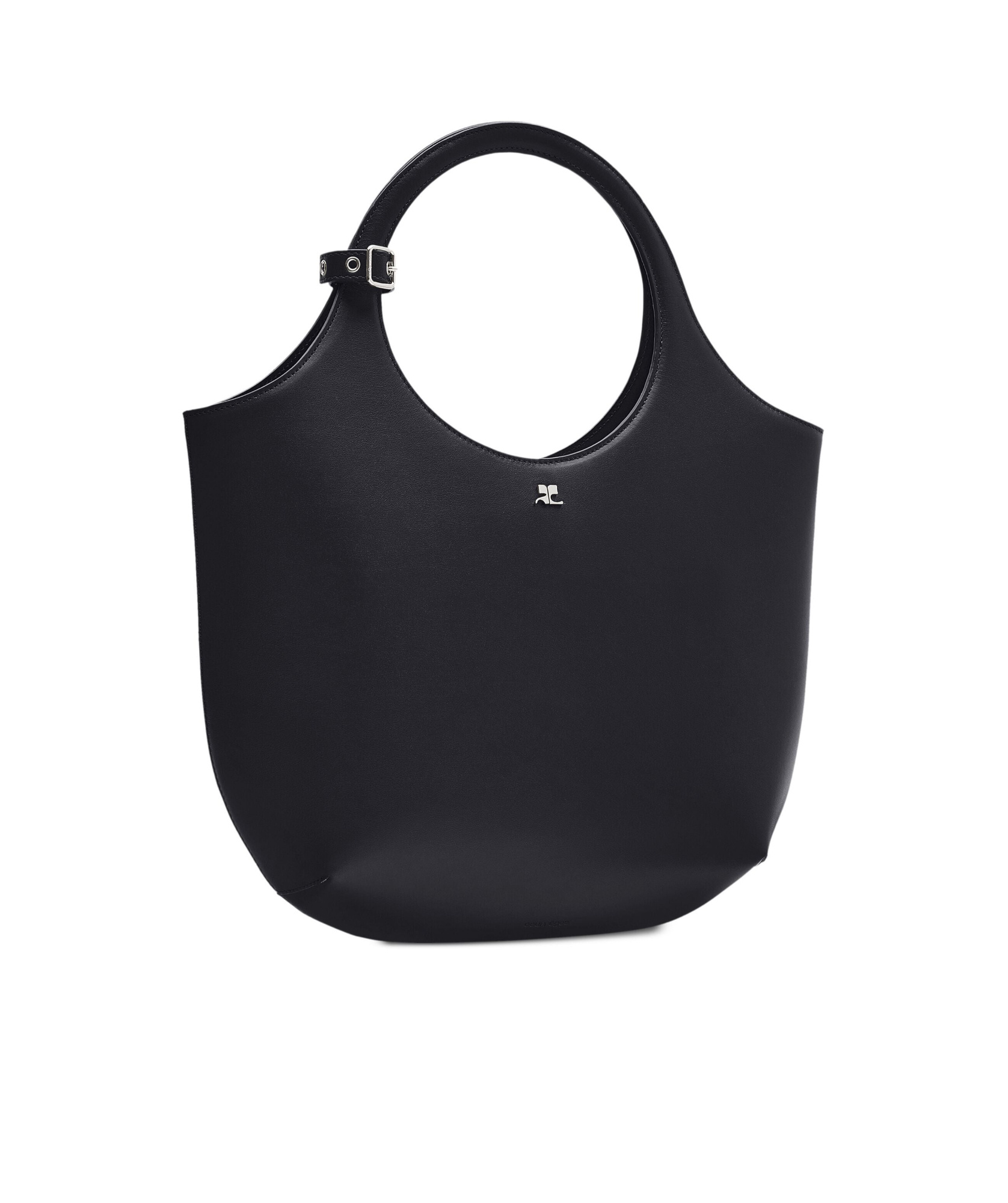 Shop Courrèges Holy Midi Leather Bag In Black