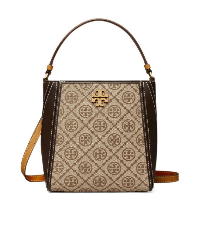 Tory Burch Mcgraw T Monogram Small Bucket Bag In Brown