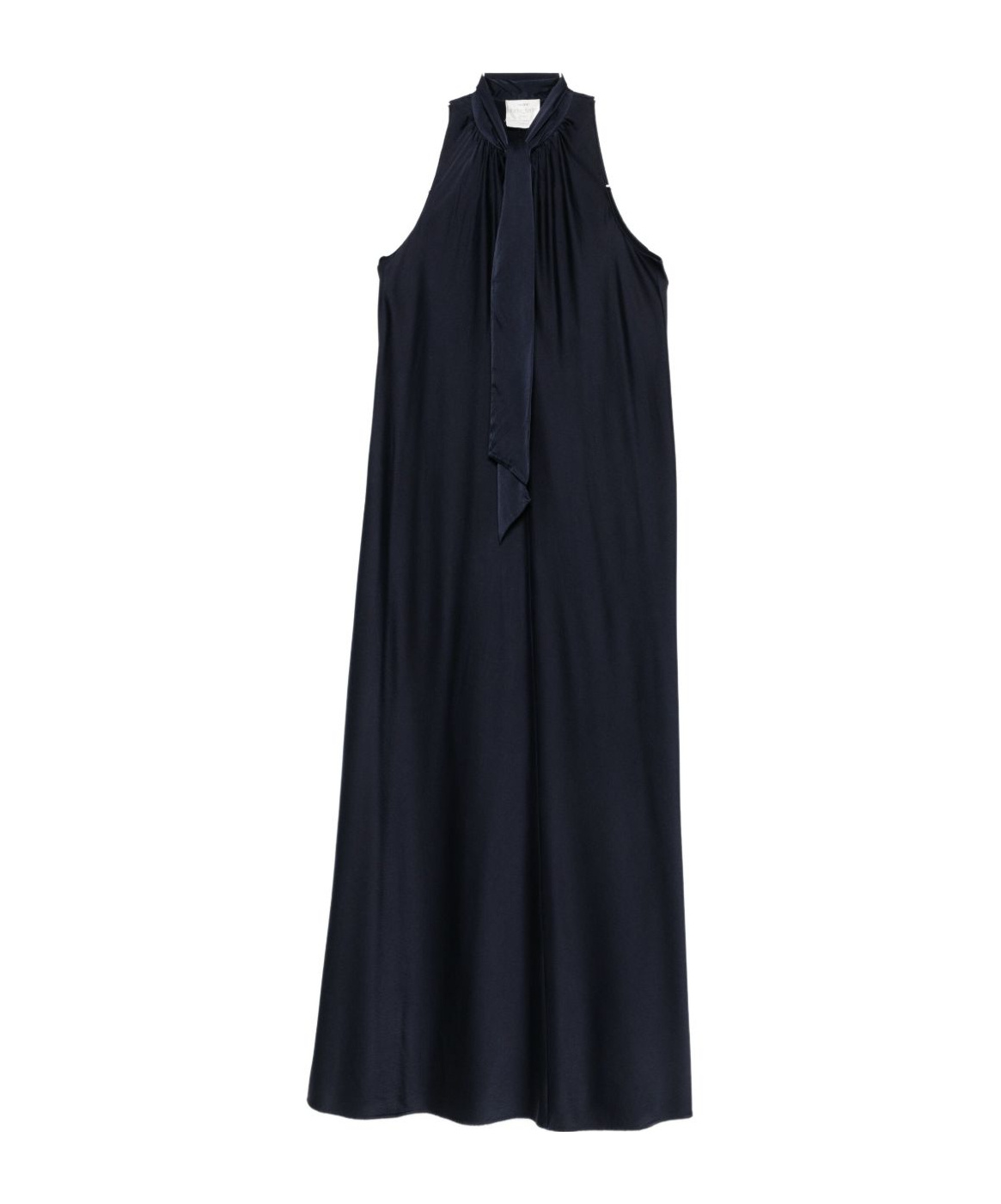 Forte Forte Dark Blue Tie-neck Maxi Dress In Black