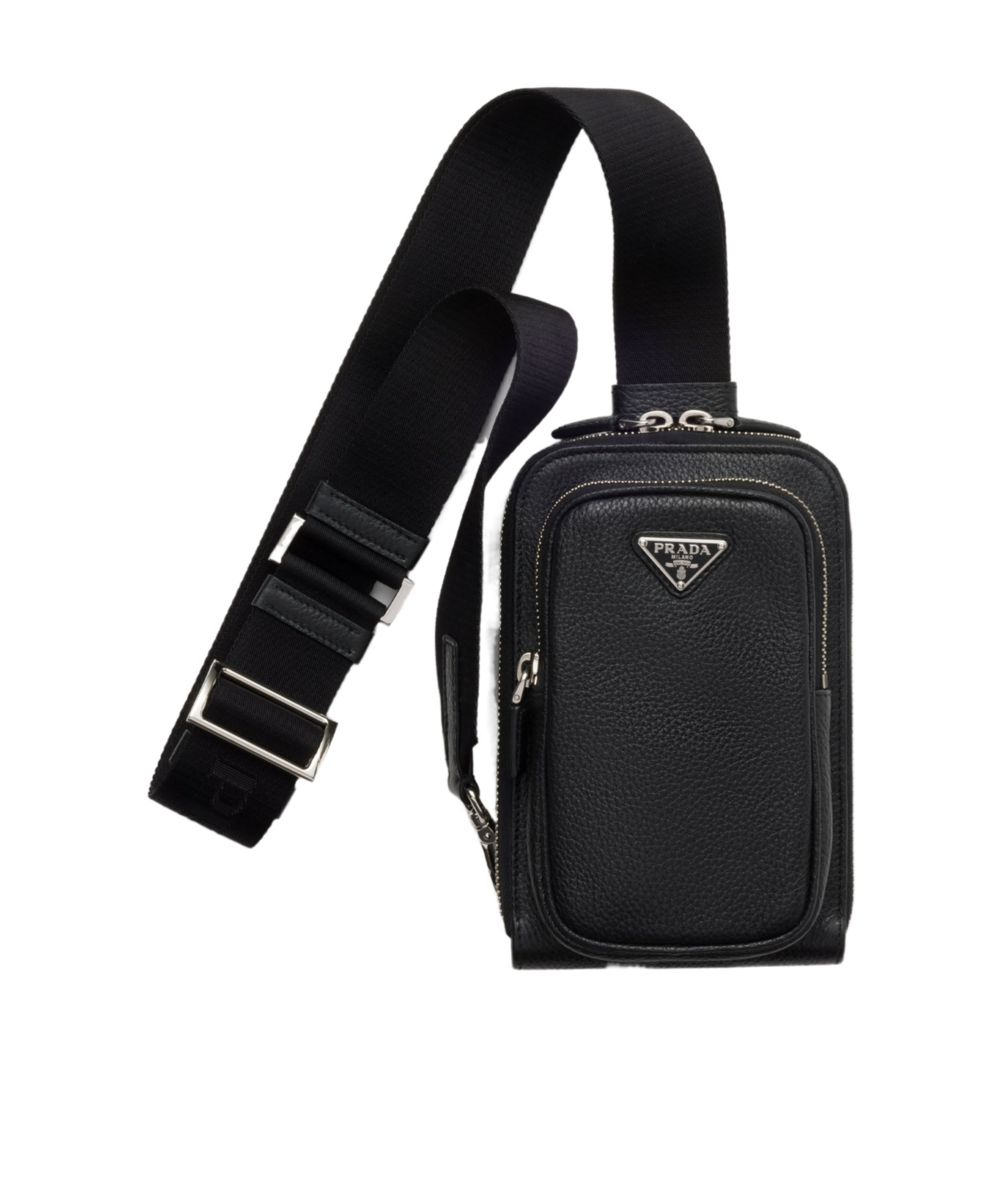 Prada Leather Phone Case In Black