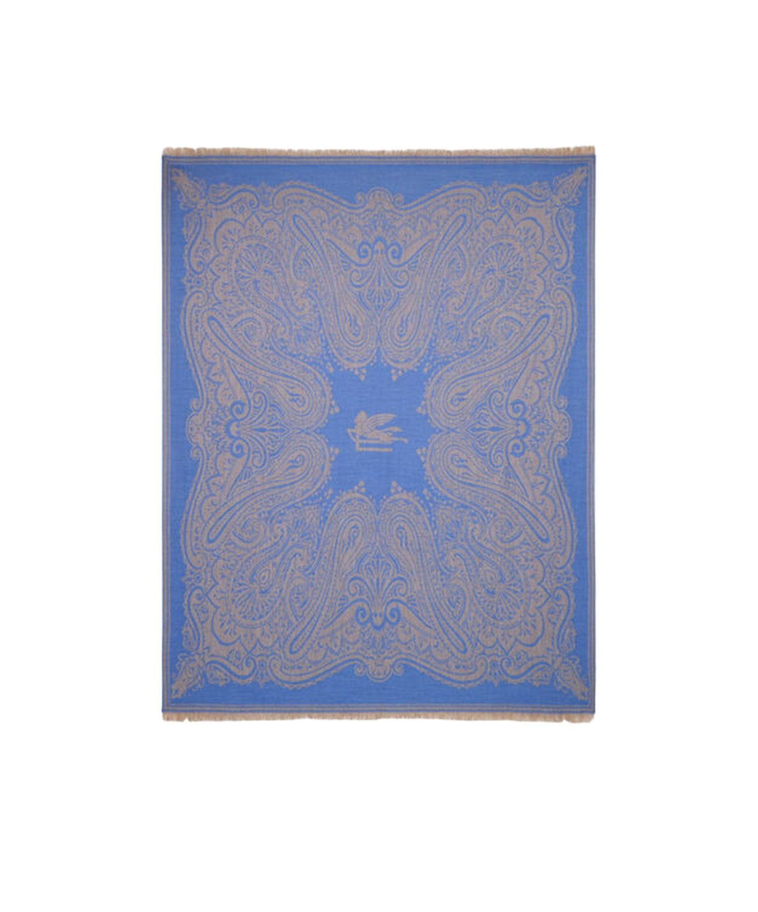 ETRO WOOL THROW BLANKET WITH JACQUARD LOGO AND PAISLEY