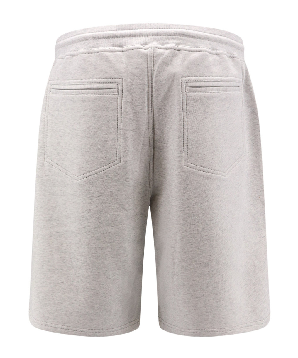 Brunello Cucinelli Cotton Blend Bermuda Shorts With Leather Profiles In Gray