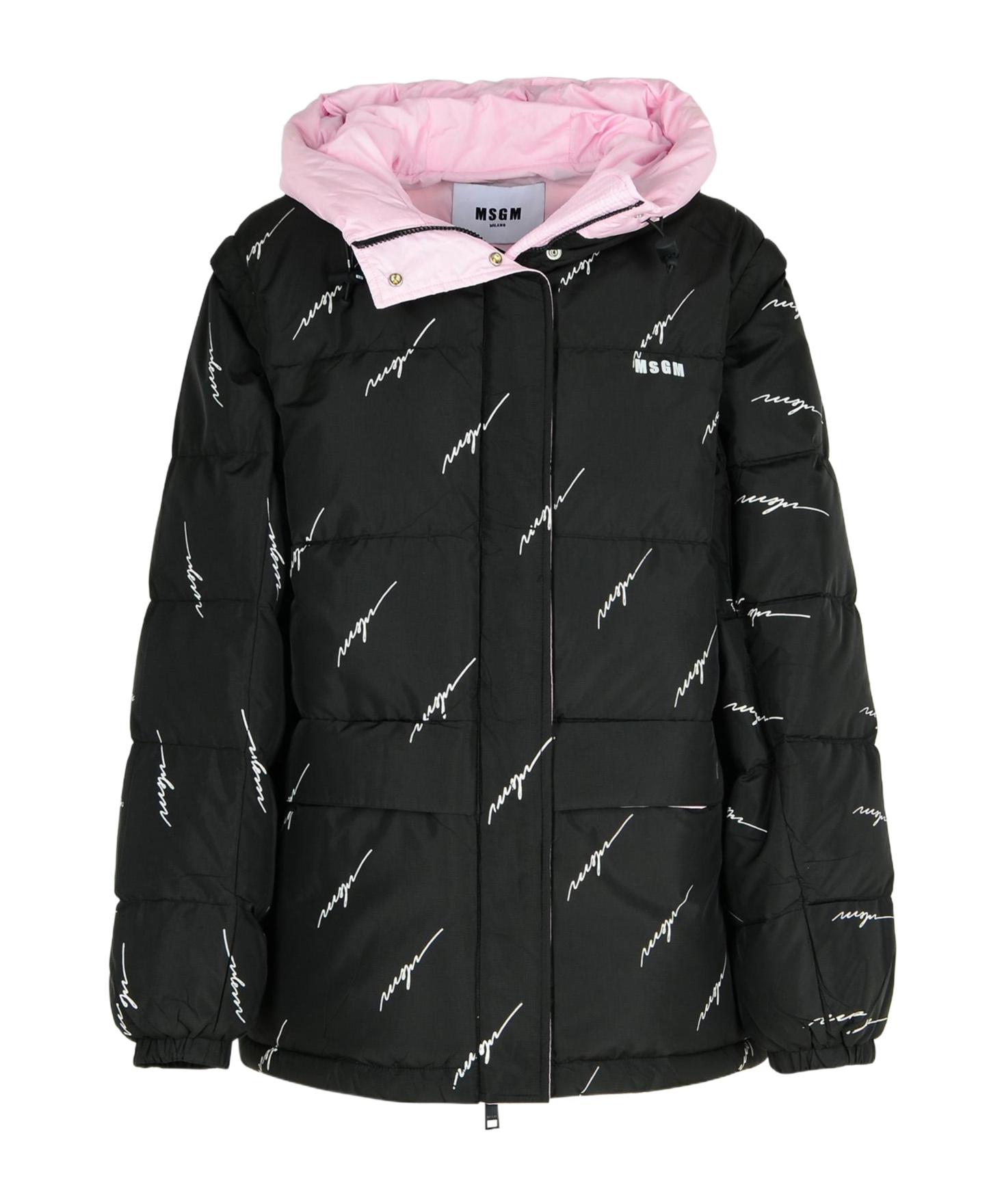 Shop Msgm Quilted Puffer Jacket In Black