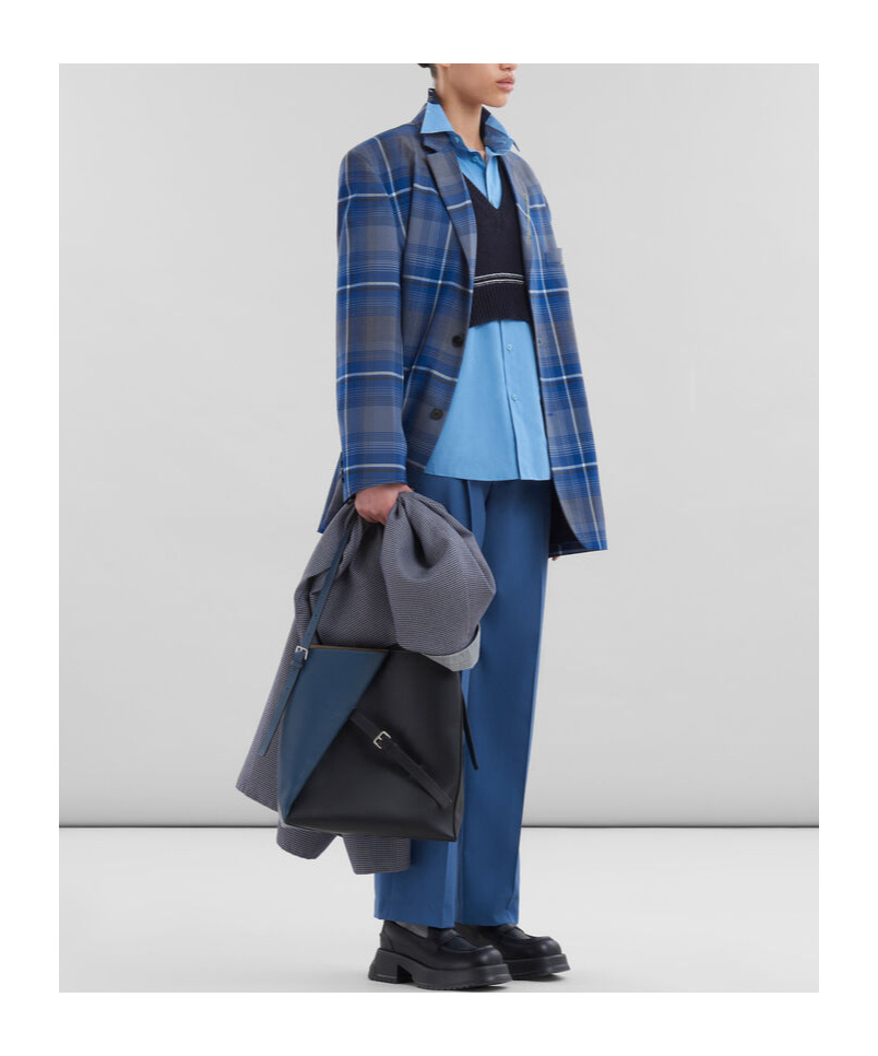 Marni High-waisted Wide-leg Trousers With Sharp Pleats In Blue