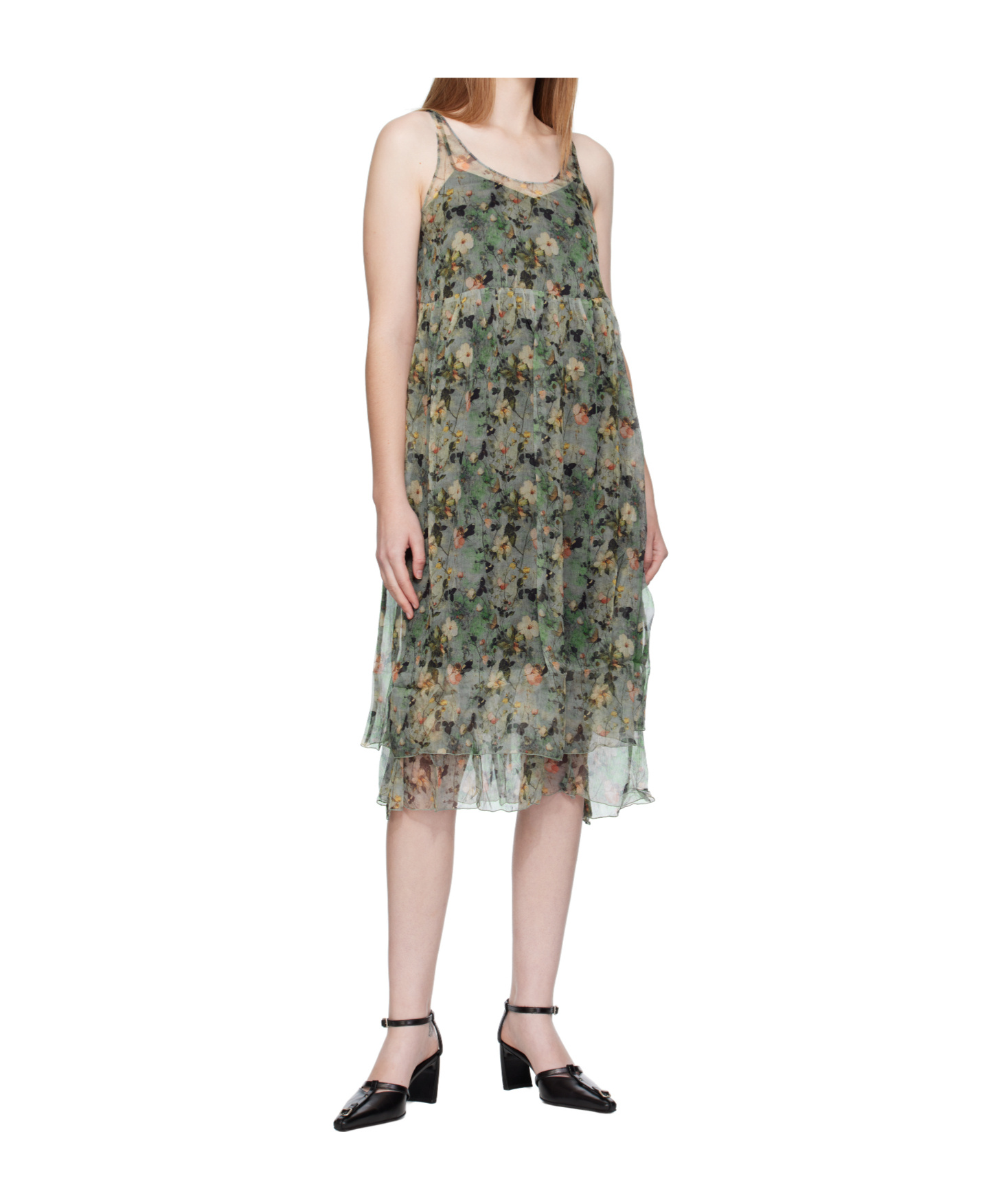 R13 Gathered Tank Dress In Green