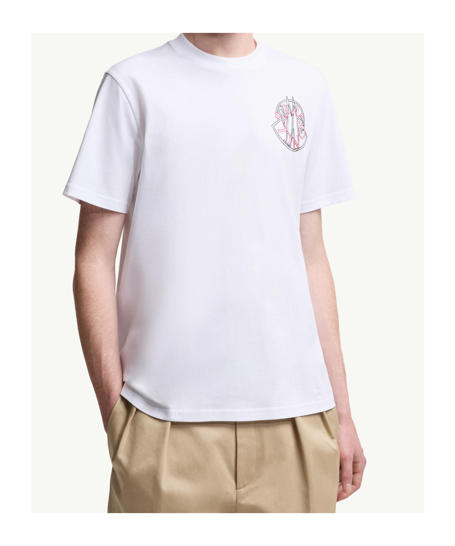Moncler Overlapped Logo Cotton T-shirt In White