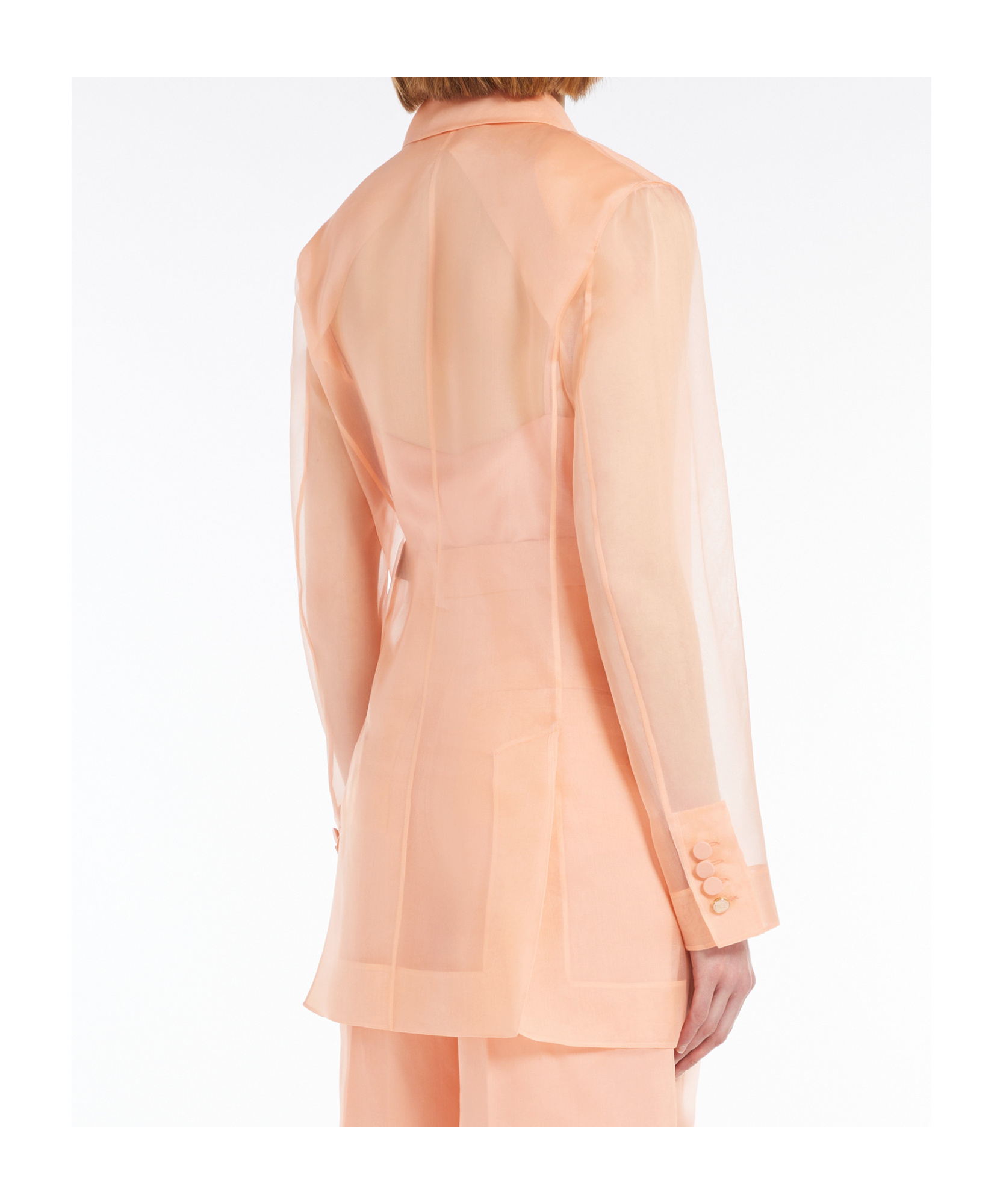 Max Mara Silk Organza Double-breasted Blazer In Rose Gold