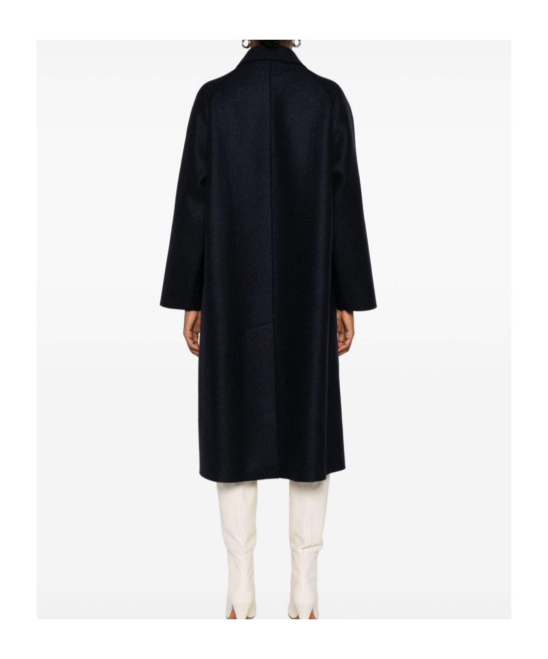 Harris Wharf London Navy Blue Button-front Coat In Blue