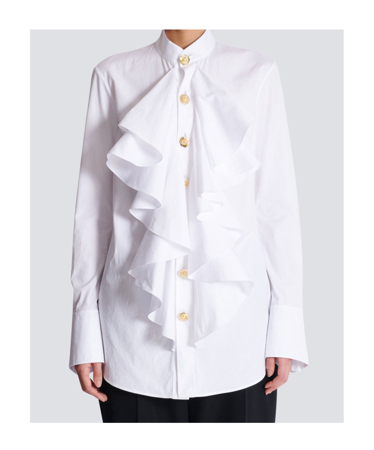 BALMAIN BALMAIN RUFFLED POPLIN SHIRT
