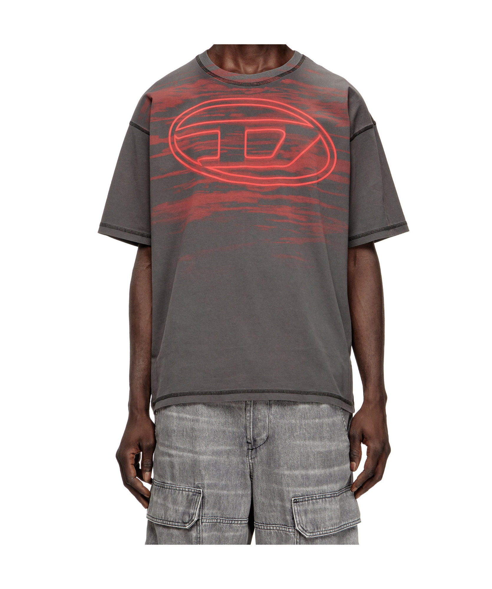 Diesel Cotton T-shirt With Oval D Print In Black