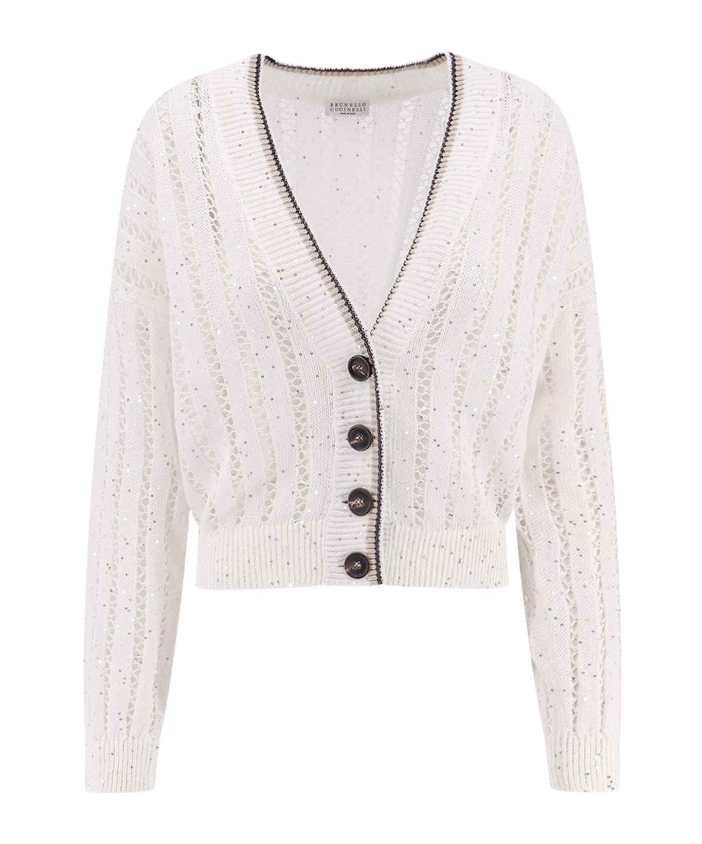 Brunello Cucinelli V-neck Long-sleeved Sweater In White