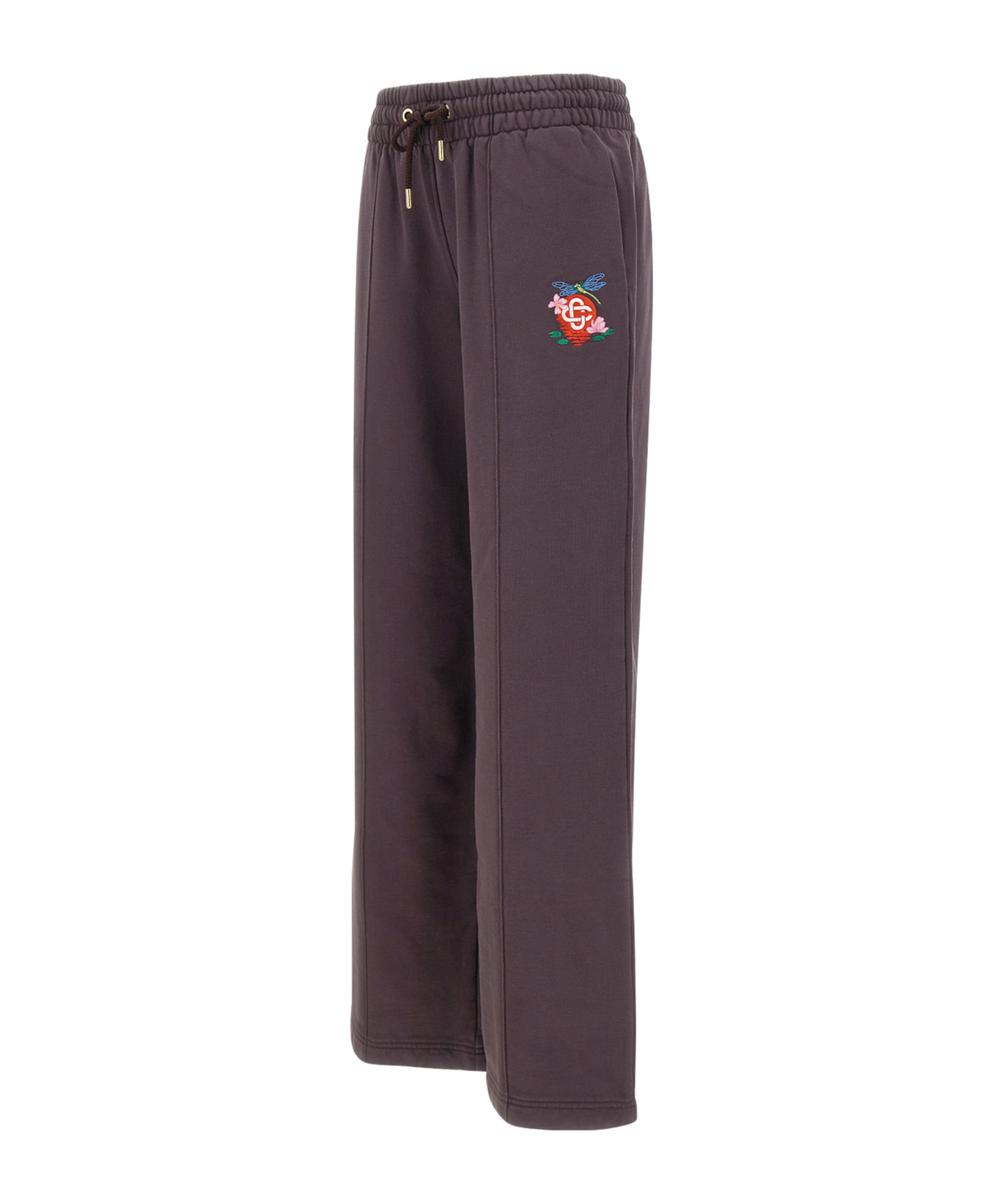 Casablanca Dragonfly Floral Embroidery Jogging Pants In Burgundy