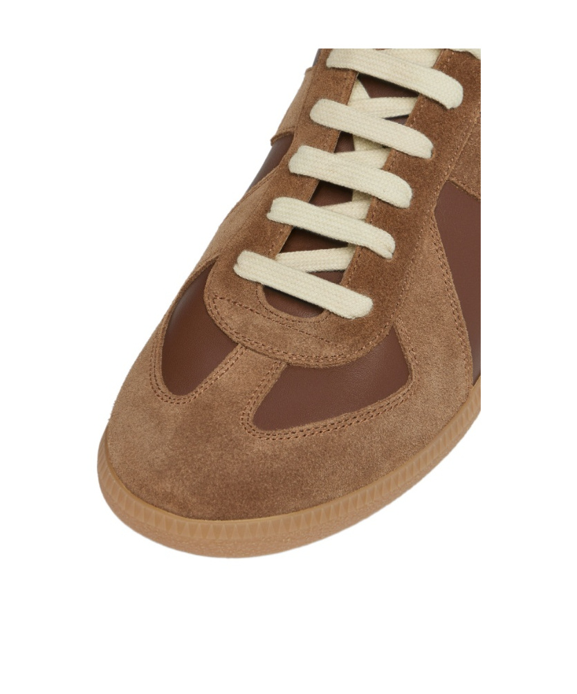 Maison Margiela Brown Suede Panel Low-top Sneakers In Brown