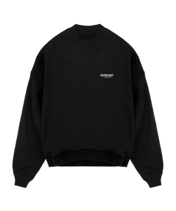 Represent Cotton Crew-neck Sweatshirt With Back Print In Black