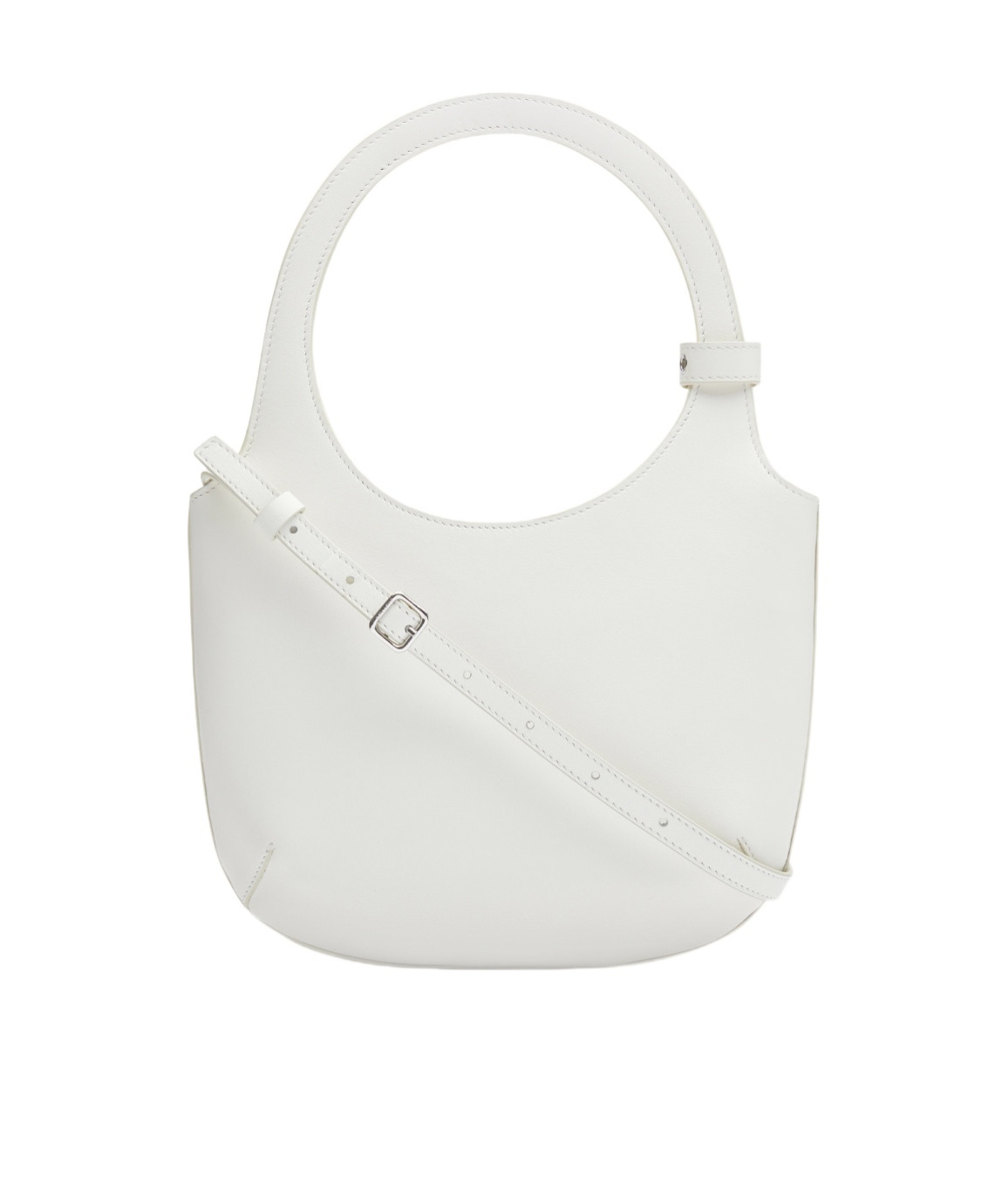 Courrèges Smooth Leather Tote Bag With Rounded Handle In White