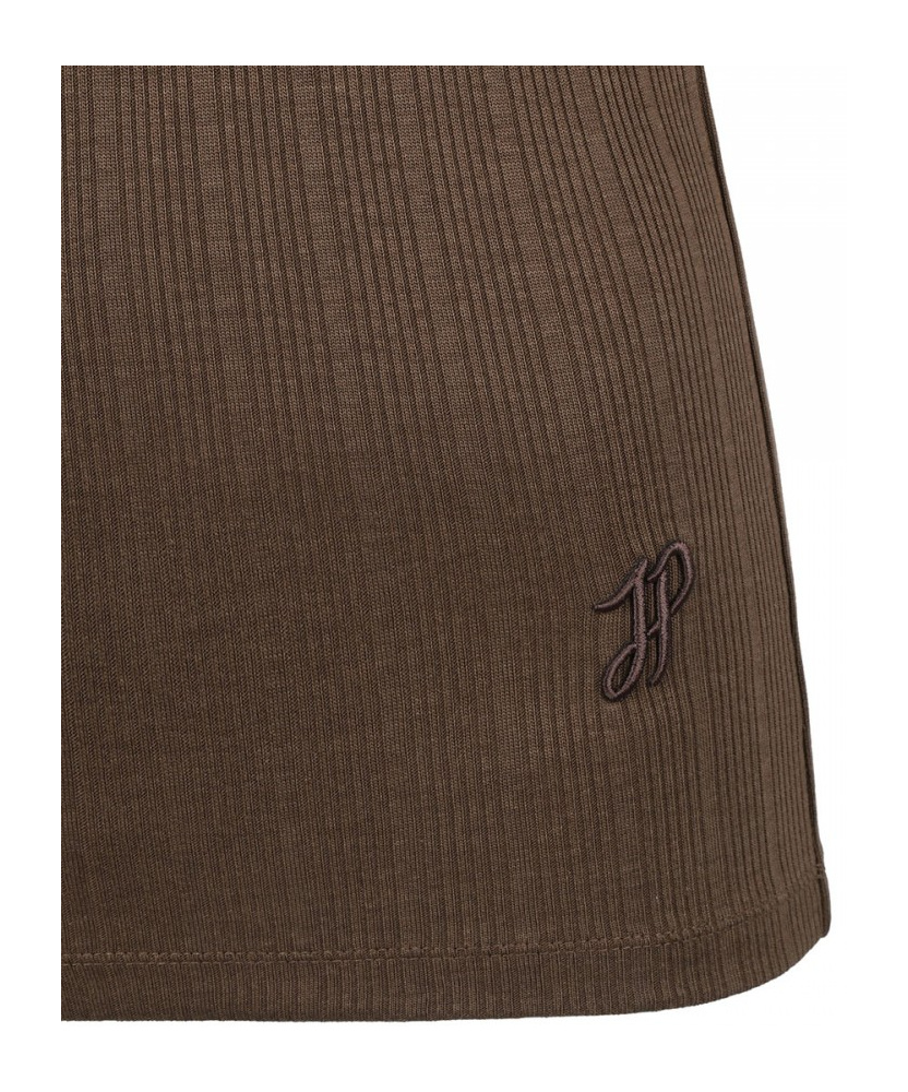 Shop Patou Scoop-neck Ribbed T-shirt In Brown