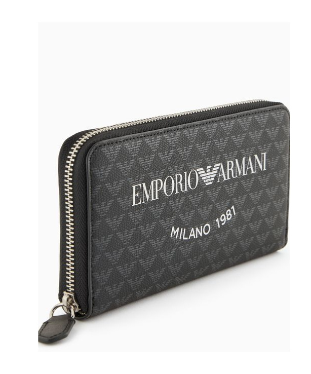 Shop Emporio Armani Monogram Wallet In Black