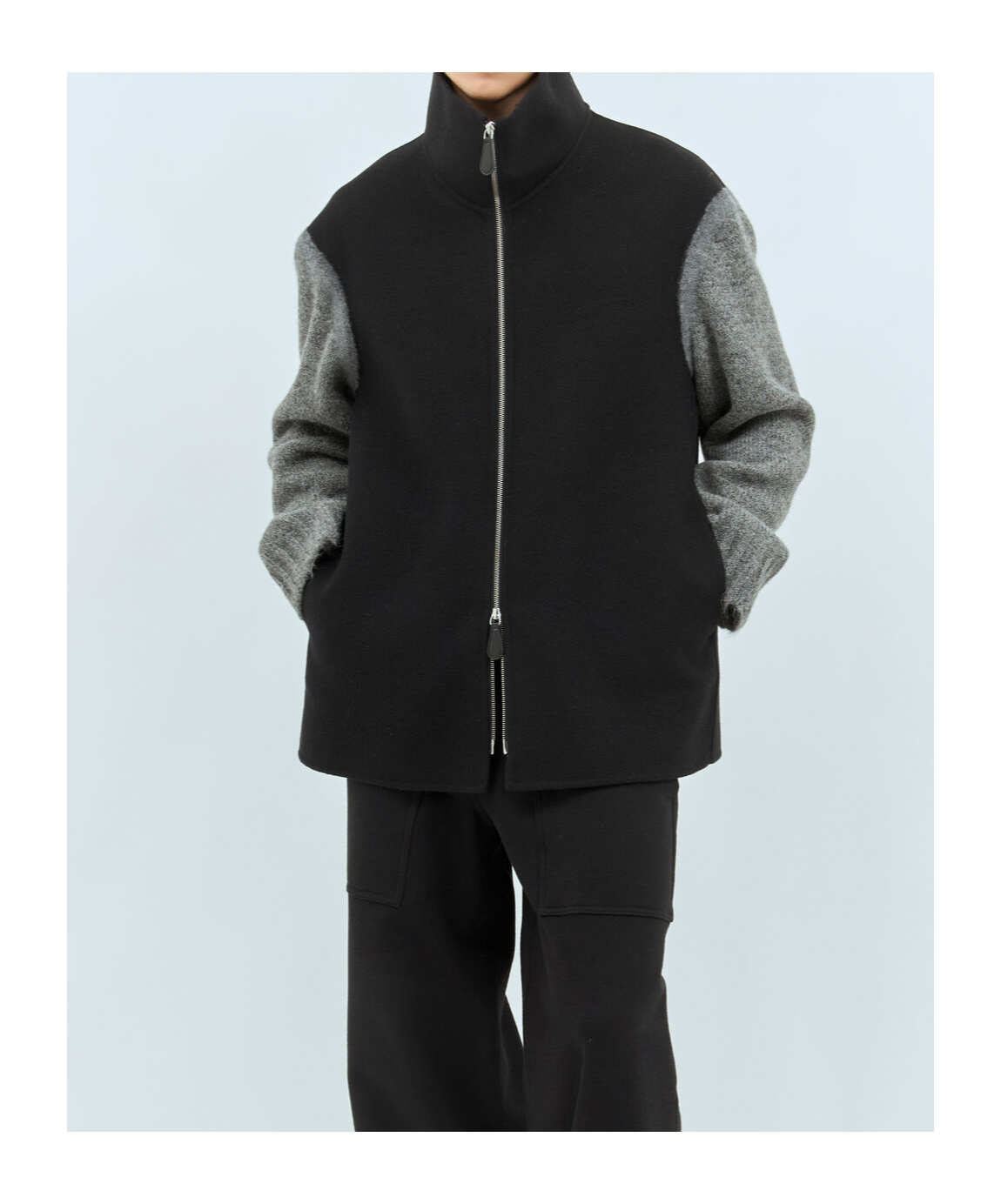 Jil Sander Blended Sleeve Jacket In Black
