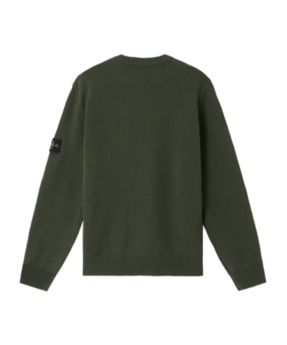 Stone Island Crewneck Jumper With Ribbed Trims In Green