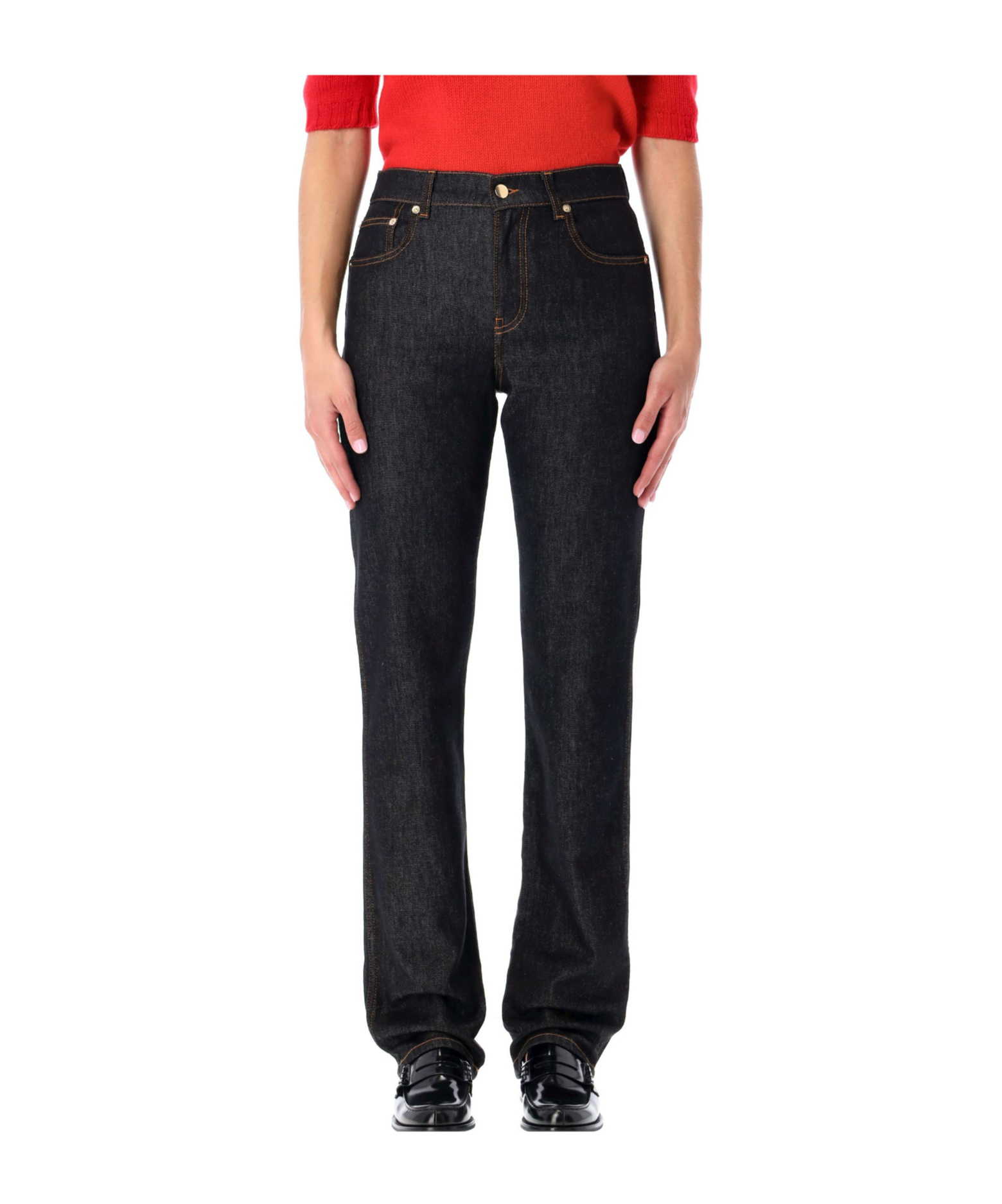 Fabiana Filippi Five Pocket Denim Trousers With Belt Loops In Black