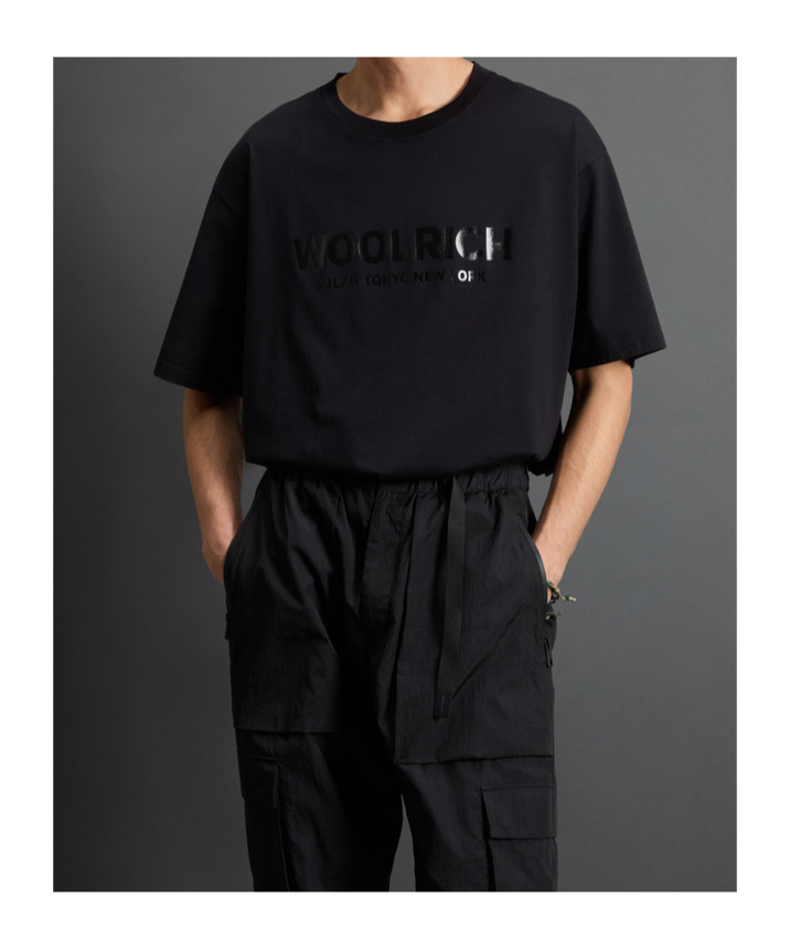 Woolrich Pure Cotton T-shirt With Logo By Todd Snyder In Black