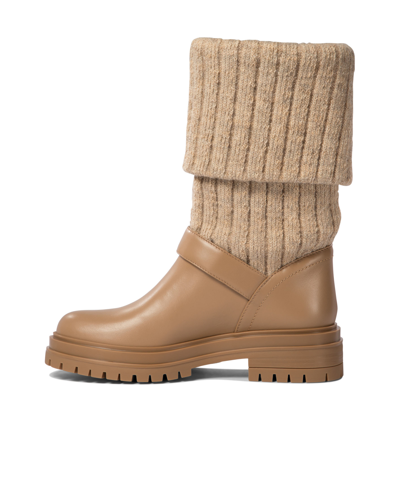 Gianvito Rossi Thurso Stretch Knit Mid-calf Boots In Nude