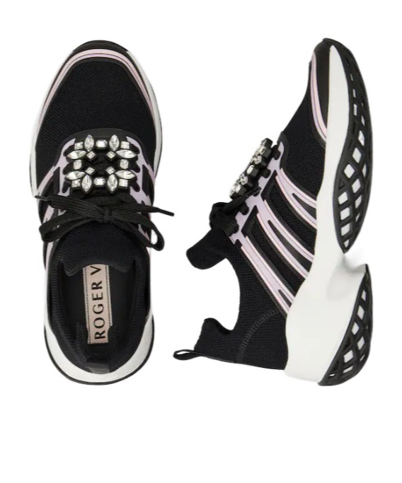 Roger Vivier Viv' Run Sneakers In Fabric In Black