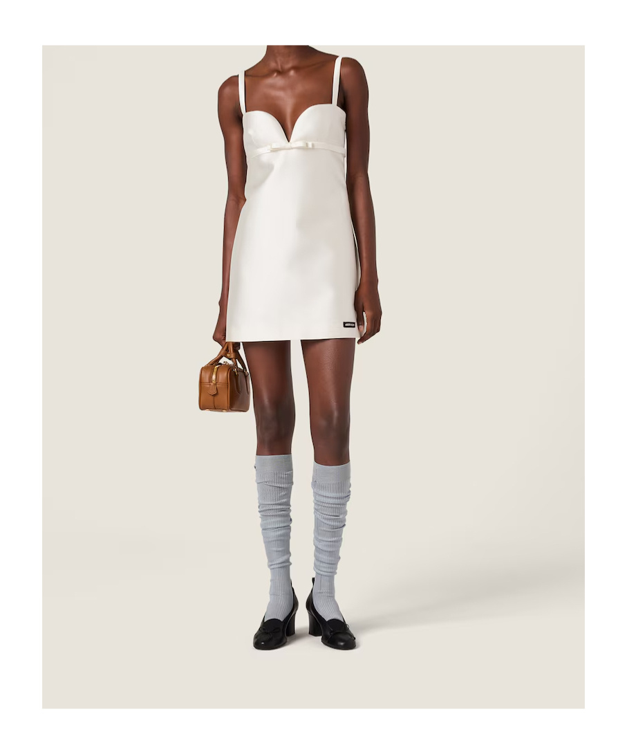 Miu Miu Silk And Wool Mini-dress In White