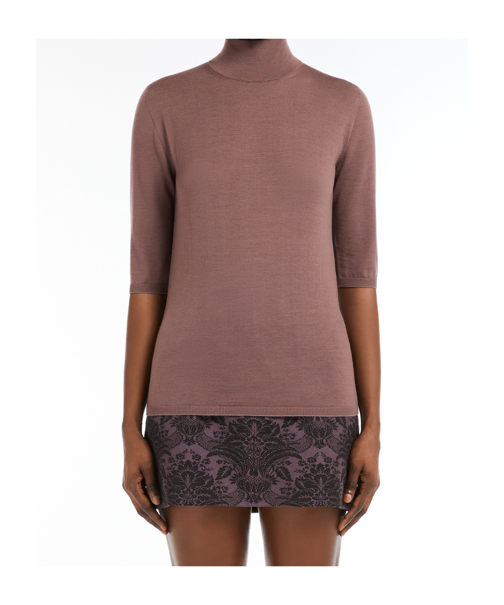 Shop Max Mara Wool Knit Turtleneck Jumper In Brown