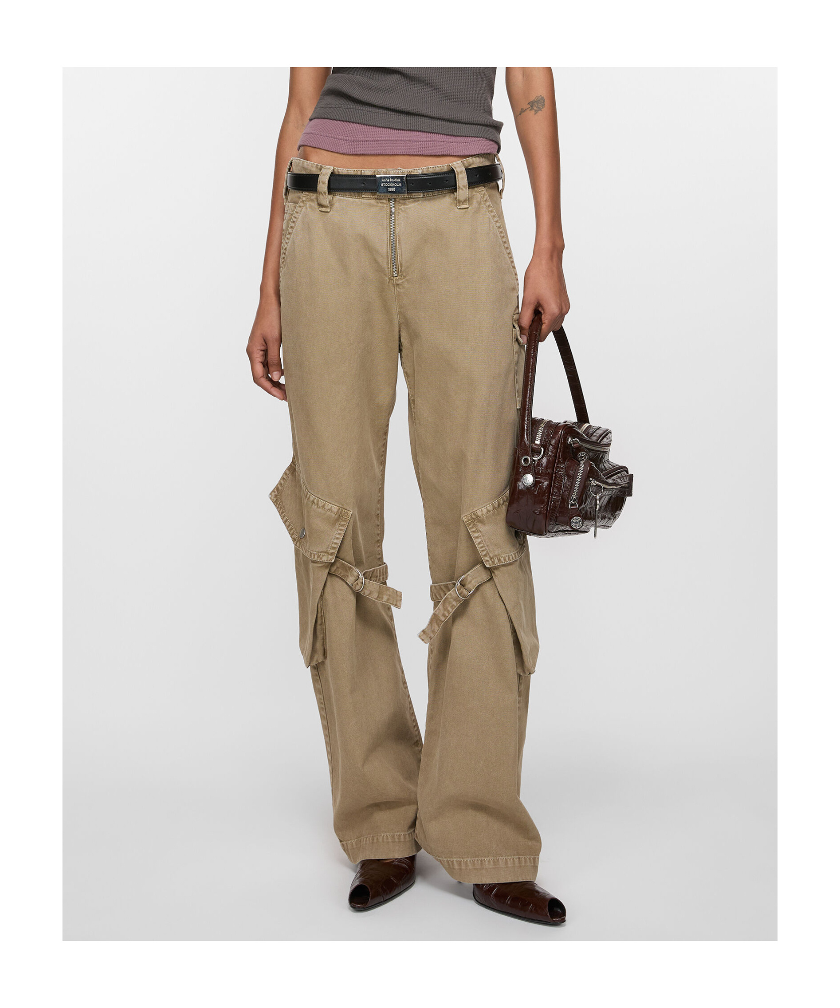 Acne Studios Strap-detail Cargo Trousers In Green